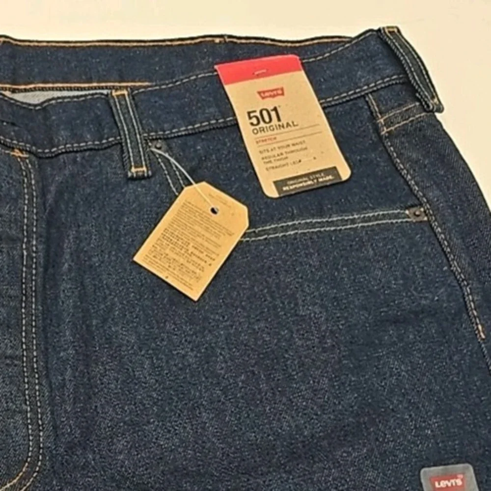NEW Levi's Men's 501 Original Stretch Straight Leg sits at waist Jean Dark 40x30